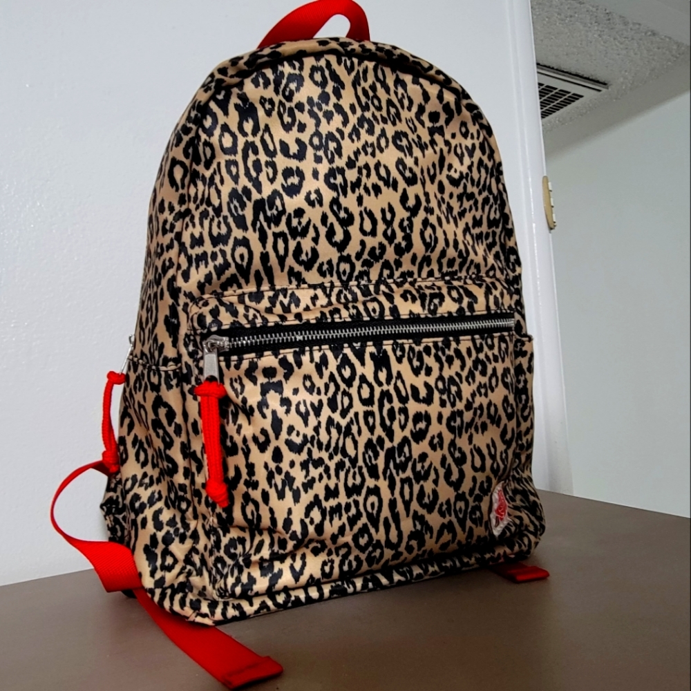 Wild Fable Backpack Cheetah Leopard Animal print red straps with rose